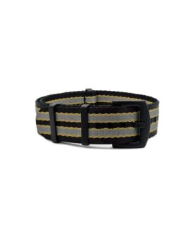 Bond NATO strap Black PVD-striped_black_grey_beige strap-Front