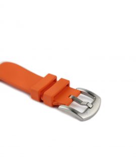 Classic plain Rubber watch strap_Orange_buckle