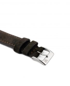 Suede leather strap with side seam_dark brown_side buckle