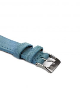 Suede leather strap with side seam_light blue_side buckle