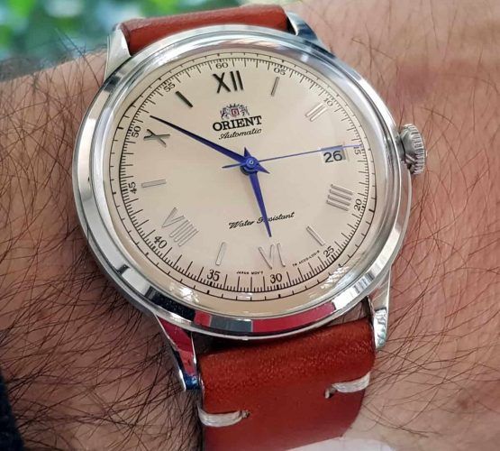 Orient automatic watch on watchbandit vintage leather strap