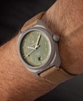 Formex - Field Automatic - Sage Green - Deployant Leone Bolgheri Leather Strap - Wrist Shot 7.25 wrist