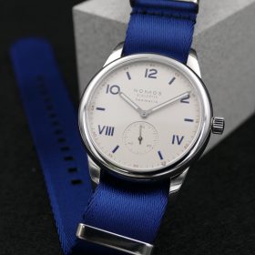 NOMOS Club Campus blue premium NATO strap Watchbandit