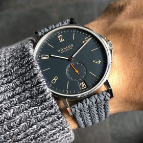 NOMOS Ahoi grey Eulit perlon strap wristshot