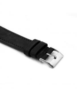 Pebro Premium Calfskin Watch Strap Black No 578 buckle close up