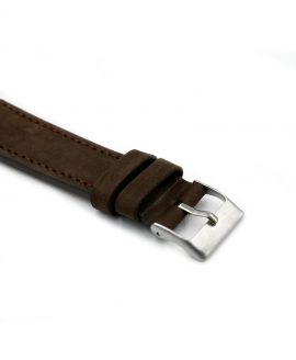 Pebro Premium Calfskin Watch Strap Coffee/Dark Brown No 579 buckle close up