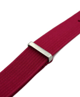 Ribbed Nato Strap - Deep Pink - Brushed-side