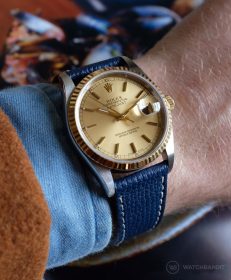 Rolex Datejust 36 ref. 16233 on blue Textured Calfskin leather strap by WB Original