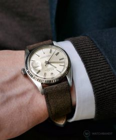 Rolex Datejust 36 on brown mocha Suede strap by RIOS1931