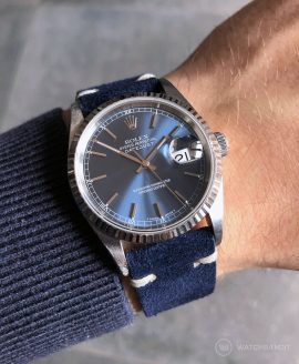 Rolex Datejust 36 Suede strap by WB Original in navy blue