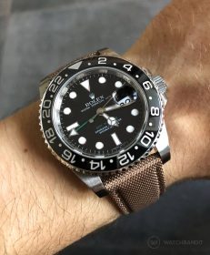 Khaki WB original Sailcloth strap on a Rolex GMT Master II 116710LN