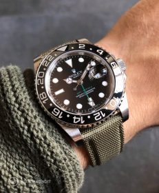 Green WB original Sailcloth strap on a Rolex GMT Master II 116710LN