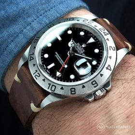 Rolex Explorer II WB dark brown original vintage leather wristshot