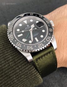 Rolex GMT Master II on green WB Original two-piece NATO by @gmtfanatic