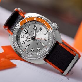 Seiko Turtle Dawn Grey SRPD01K1 black orange Nato WB Original by @tempusx