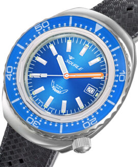 Squale - 2002 Series - 101 Atmos Polished Blue - Blue Dial-closeup