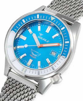 Squale - Matic - Light Blue - 60 ATM - Mesh Bracelet-close up-min