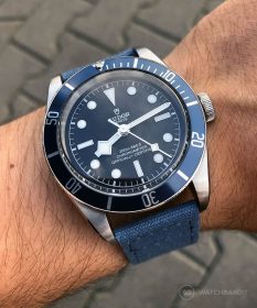 Blue Canvas strap on Tudor Black Bay Blue