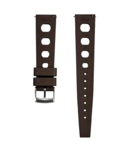 Vintage Style Rubber Watch Strap - Brown_back-min