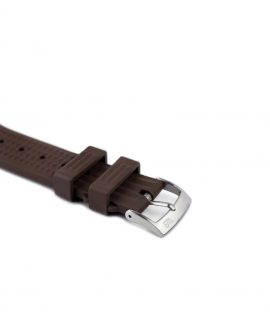 Waffle Rubber watch strap_Brown_Side buckle