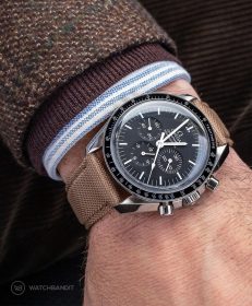 Watchbandit khaki Sailcloth Cordura strap Omega Speedmaster Professional