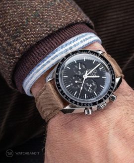 Watchbandit khaki Sailcloth Cordura strap Omega Speedmaster Professional