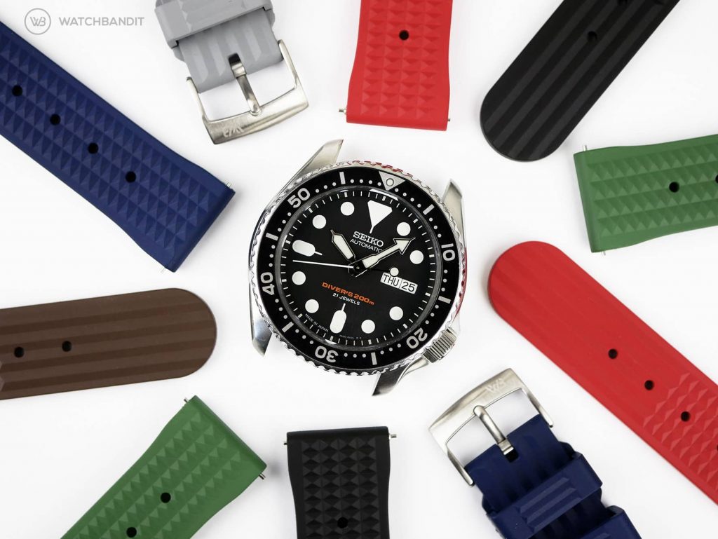 Watchbandit Seiko SKX007 Waffle Rubber Straps