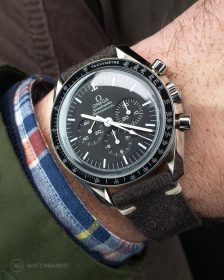 Omega Speedmaster dark grey Suede Strap by WatchBandit