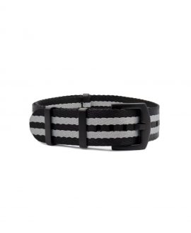 NATO strap black PVD hardware black grey stribed james bond Watchbandit