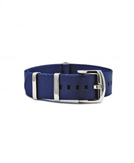 Premium 1.2 mm seat belt polished NATO Strap blue front by WatchBandit