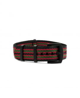 NATO strap black PVD hardware black green red stribed james bond Watchbandit