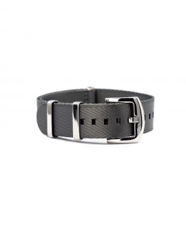 Premium 1.2 mm seat belt polished NATO Strap grey front by WatchBandit