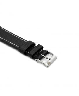 Textured calfskin leather watch strap black side watchbandit