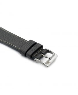 Textured calfskin leather watch strap dark grey side watchbandit