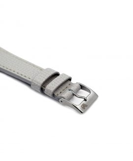 Textured calfskin leather watch strap light grey side watchbandit