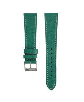 Textured calfskin leather watch strap petrol green front watchbandit