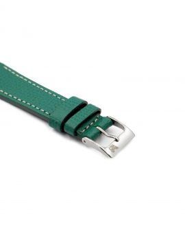 Textured calfskin leather watch strap petrol green side watchbandit