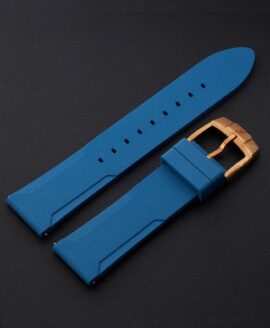 zelos-BLUE FKM RUBBER STRAP WITH BRONZE BUCKLE-min